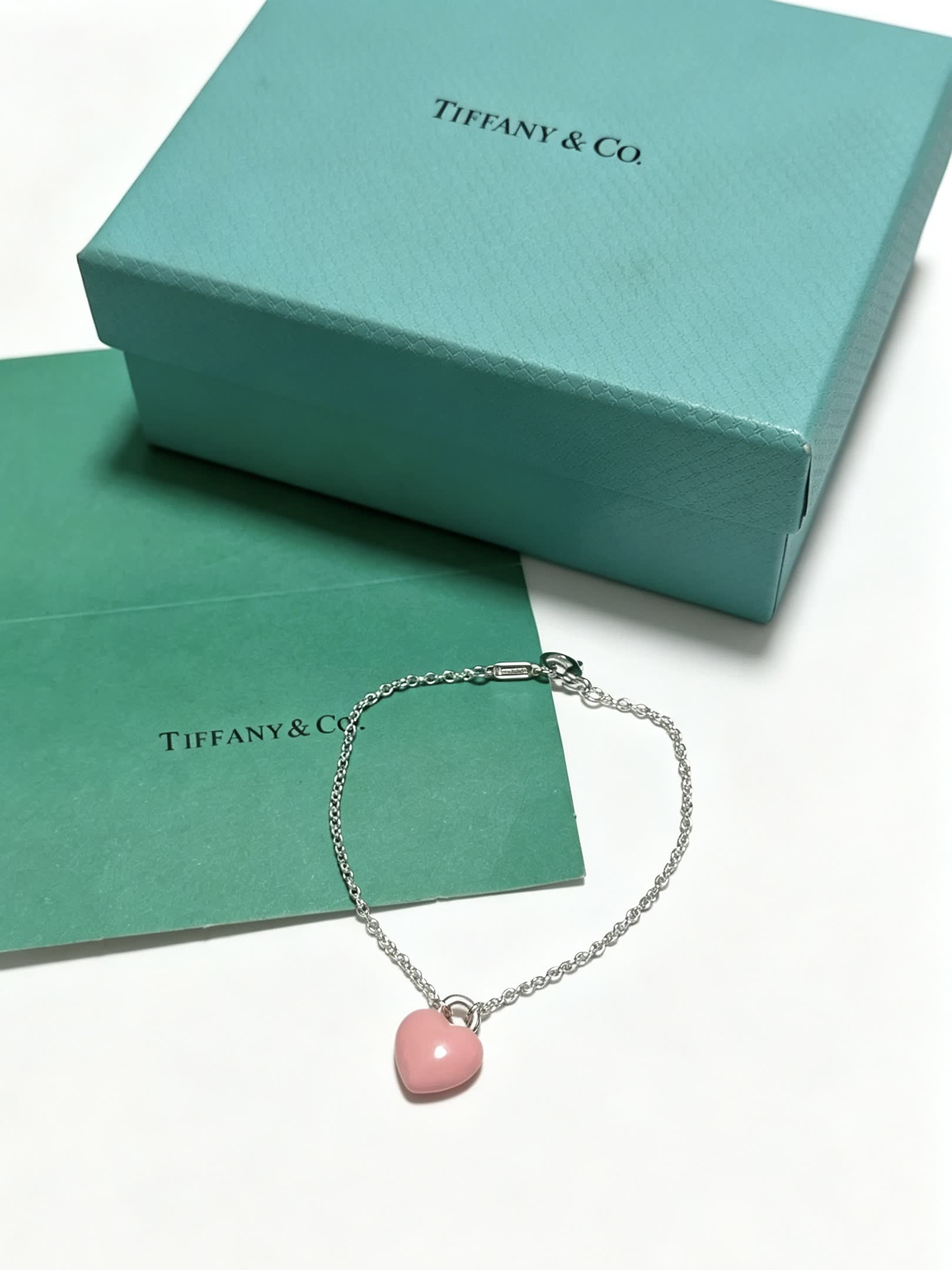 Tiffany & Co. Pink Heart Charm Bracelet